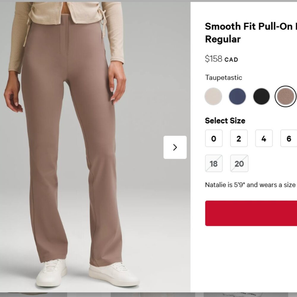 ISO Smooth Fit Pull-On High-Rise Pants from Lululemon - size 10